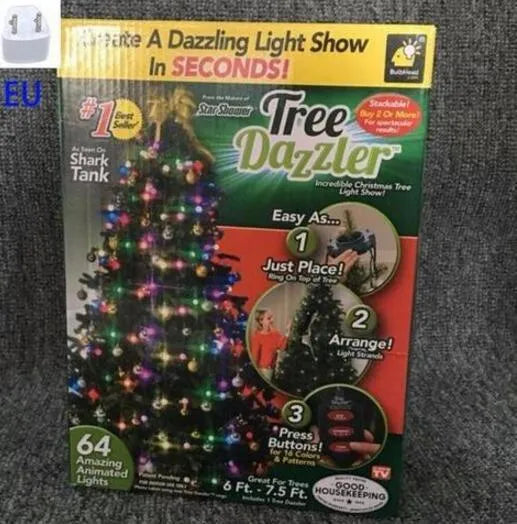 64 LED bead Christmas tree light string on a 1.8-metre wire with button control for dimming and colour changes