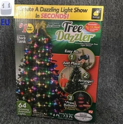 64 LED bead Christmas tree light string on a 1.8-metre wire with button control for dimming and colour changes