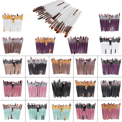 Cosmetic brush kit with 3cm nylon bristles and 14cm plastic handles in multiple colour options