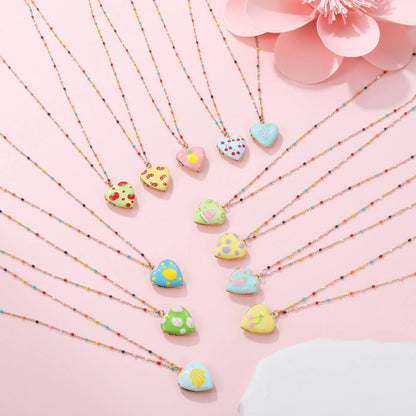 Stainless steel fruit pendant necklace with gold plating on adjustable 41-50cm chain