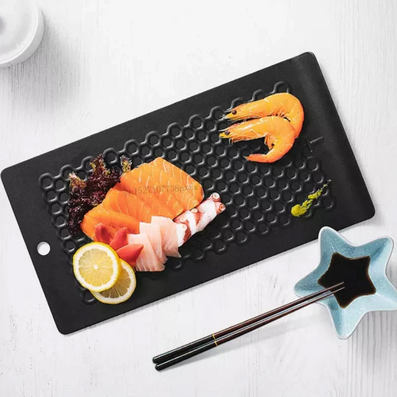 Black aluminium steak thaw board for efficient and even thawing