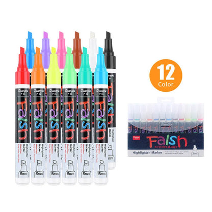 8-colour electronic fluorescent plate 6mm highlighter with oblique shape and pressure valve design for whiteboards