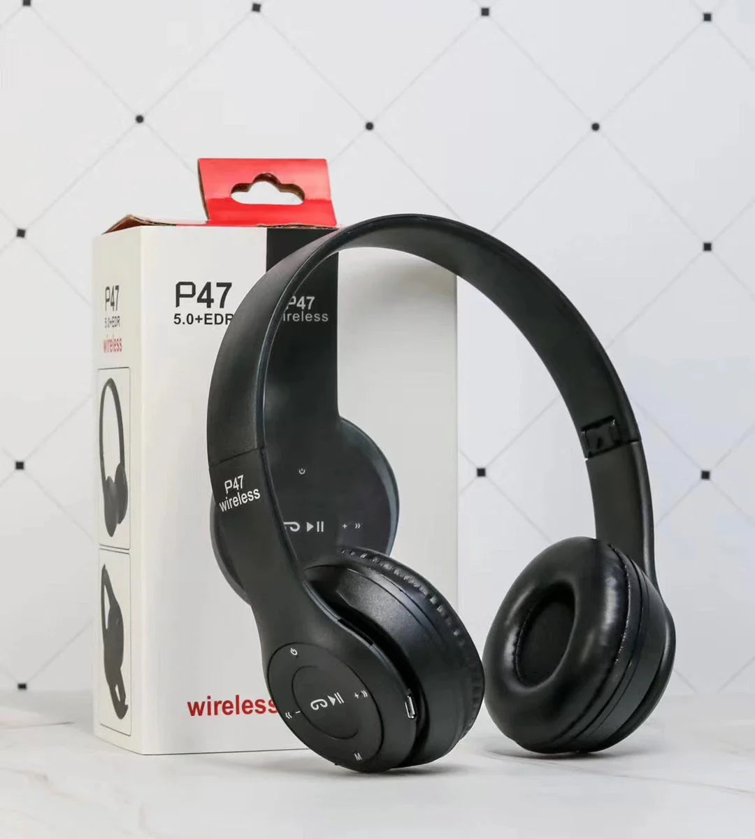 Wireless Bluetooth headphones with foldable design and 40mm drivers for immersive stereo audio
