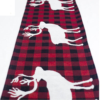 Christmas Elk Snowman Table Runner for festive holiday decor