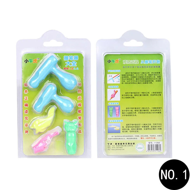 Cartoon-designed soft rubber pen holder for children to correct writing posture
