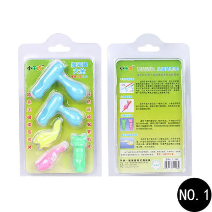 Cartoon-designed soft rubber pen holder for children to correct writing posture