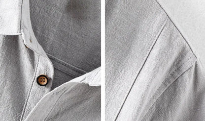 Men's cotton linen casual shirt in loose fit available in four solid colours