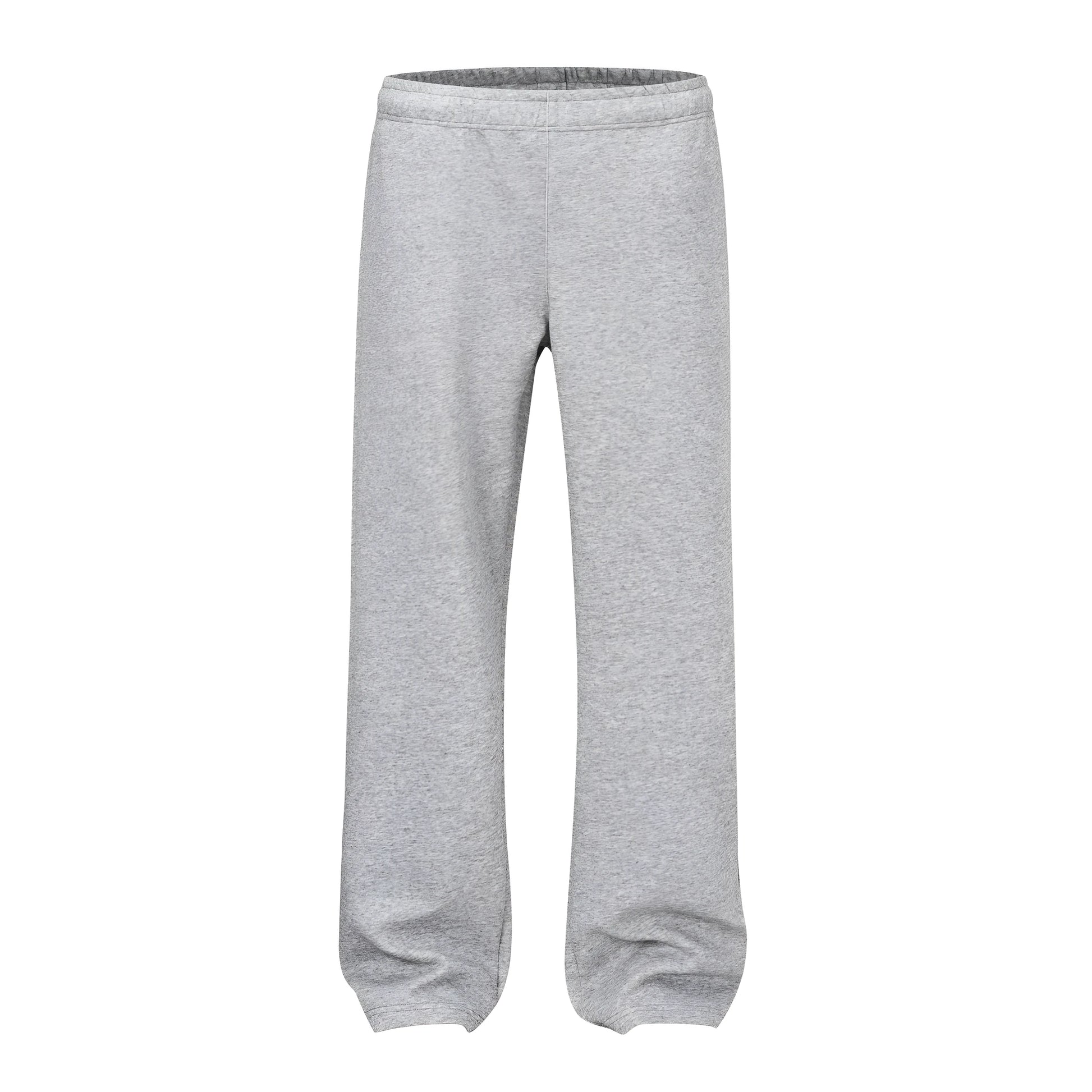 Men's solid colour cotton straight-leg loose casual trousers in grey and black.