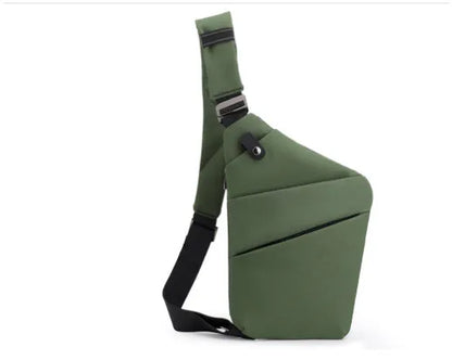 Canvas chest bag 31x20x1cm, 190g, one-shoulder crossbody with anti-radiation fabric inside, smoke black or silver grey