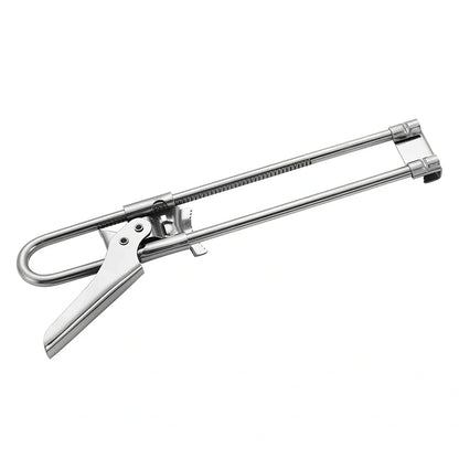 Adjustable stainless steel bottle and jar opener, 19cm long, 120g weight with non-slip handle for secure grip