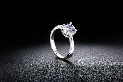 Close-up of a beautiful rose gold ring with sparkling zircon stones