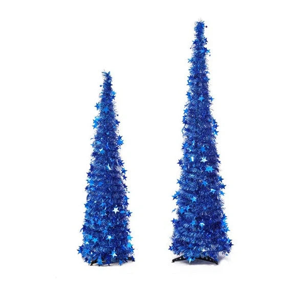 Collapsible artificial Christmas tree with sequin detailing in festive colours
