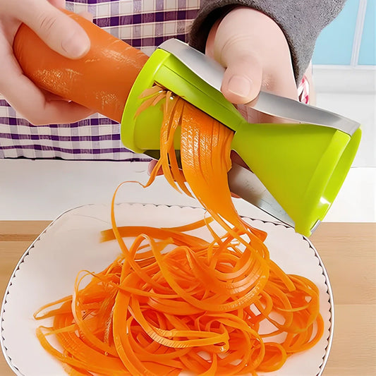 Veggetti Spiral Vegetable Slicer in white with dual stainless steel blades for creating zucchini and carrot noodles, 12.5cm size