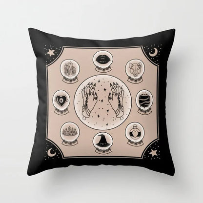 Halloween-themed cartoon print cushion cover on a sofa, 45x45 cm size.