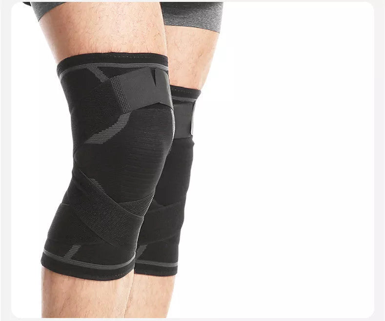 COOLFit outdoor sports compression knee pads in black grey, grey red, and grey blue