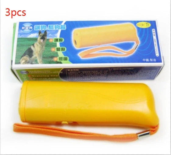 3-in-1 Anti Barking Dog Training Device with ultrasonic repeller and LED flashlight features