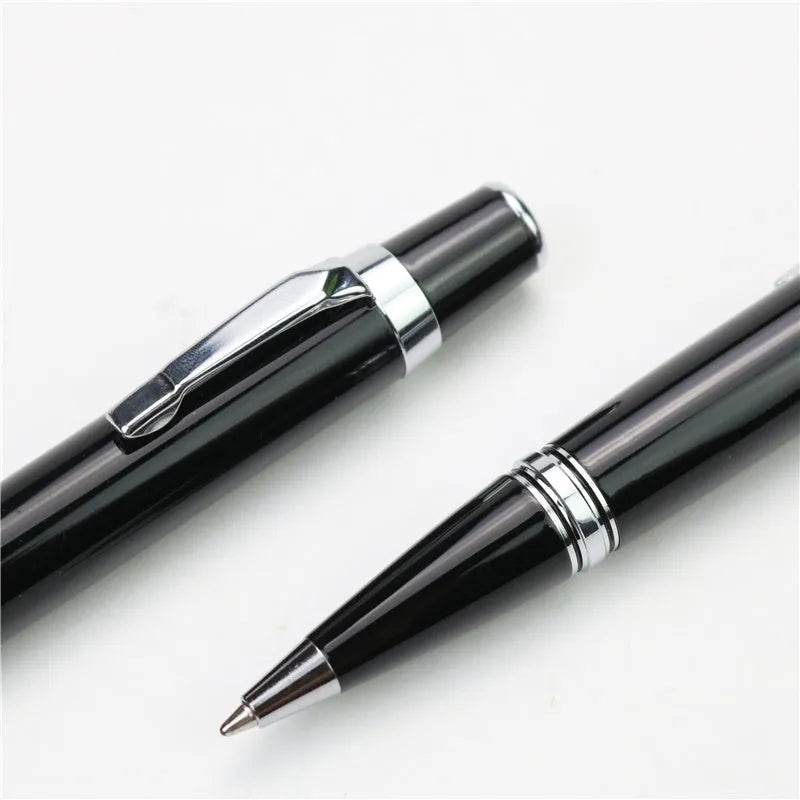 Baozhu black full metal pocket rollerball pen with two spare refills.