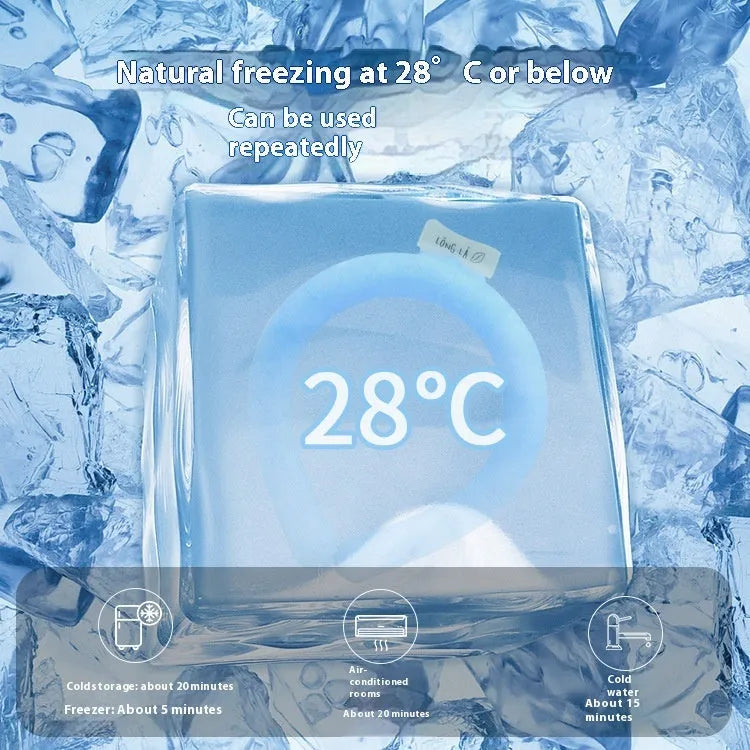 PVC fabric hanging ice cooling neck ring in blue colour for outdoor sports heatstroke prevention.