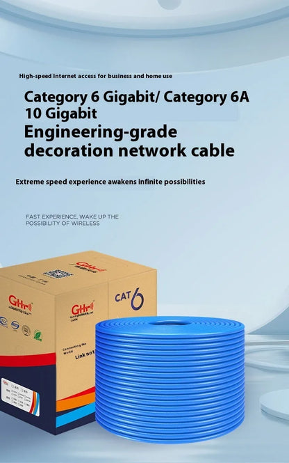 Reel of blue Category 6A oxygen-free copper network cable labelled 305 metres