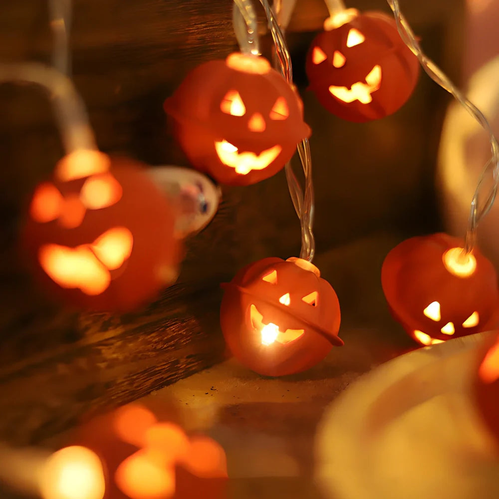 Halloween pumpkin decorative lights with warm white LEDs in iron shells for outdoor seasonal displays