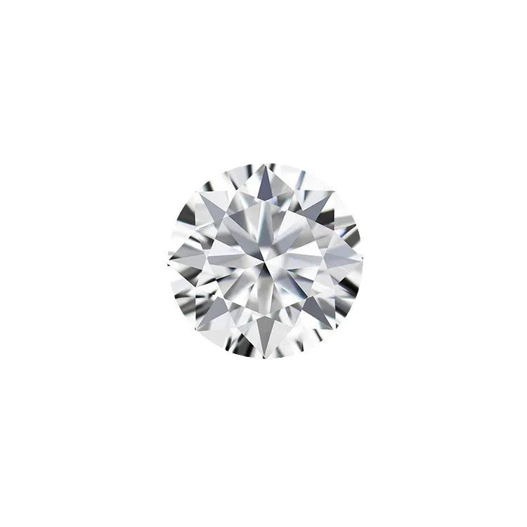 Round moissanite gem stone with eight hearts and eight arrows cut on a grey background