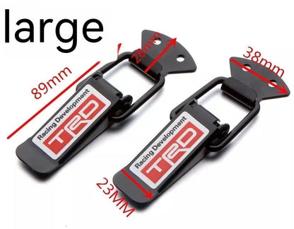Black car bumper drag hook lock catch, approximately 117mm large trunk buckle assembly, single unit.