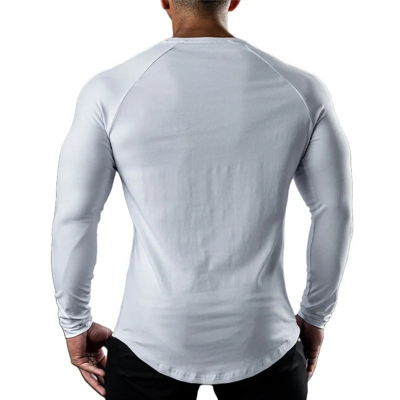 Men's short sleeve cotton sports T-shirt in Army Green, shown in a US size L.