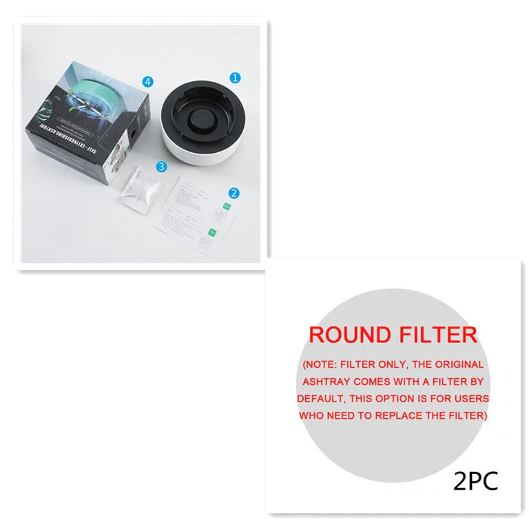 Sleek car ashtray with automatic air purifier that eliminates smoke and odors, keeping your vehicle fresh and clean.
