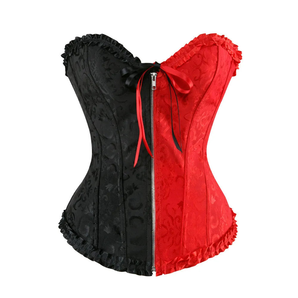 Women's front zipper jacquard corset shapewear in spandex fabric available in multiple colours