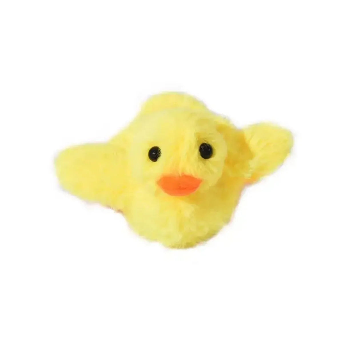Yellow electric flapping duck cat toy with vibration sensor and USB-C charging cable
