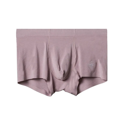 Men's solid colour seamless modal underwear in mid-waist style on a white background.