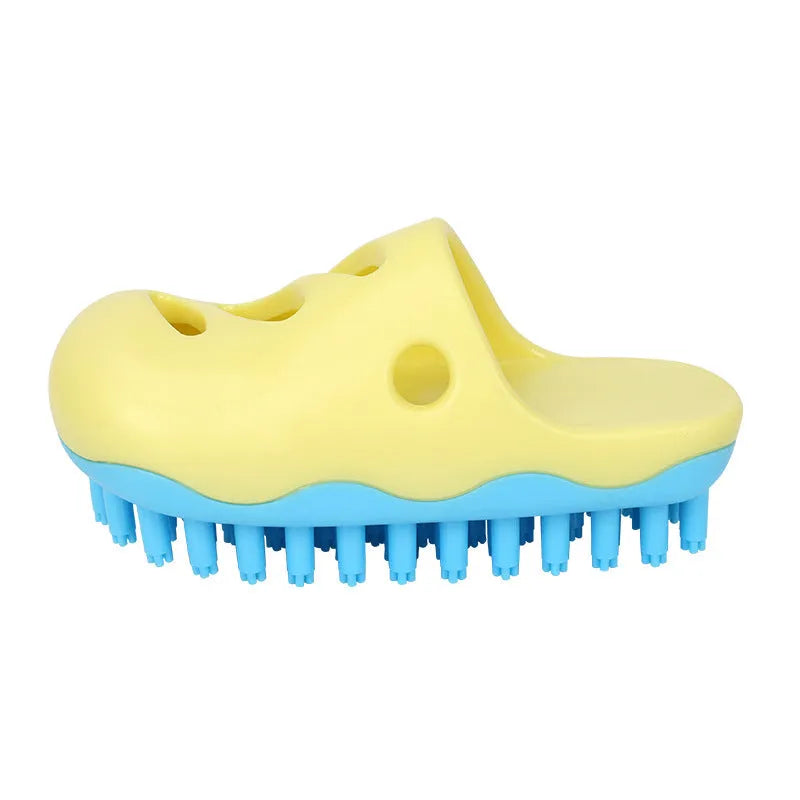 TPR rubber dog bathing massage brush in blue and yellow colour options with different head patterns