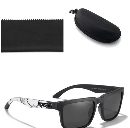 Square polarised sunglasses with TAC lenses and PC frames in multiple colour options.