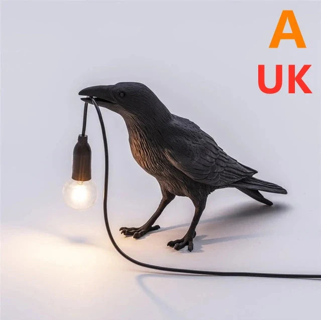Creative Auspicious Bird Resin Wall Lamp Decoration in white or black