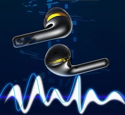 Black TWS true wireless Bluetooth headset with 13mm moving coil, IPX4 waterproof, Type-C and wireless charging bay