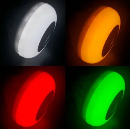 White smart Bluetooth LED bulb speaker with E27 base and remote control for RGB lighting