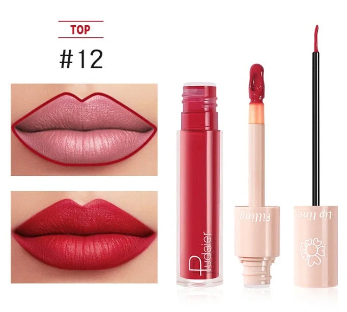 Pudaier dual-ended lipstick and lip gloss tube with 20 colour options