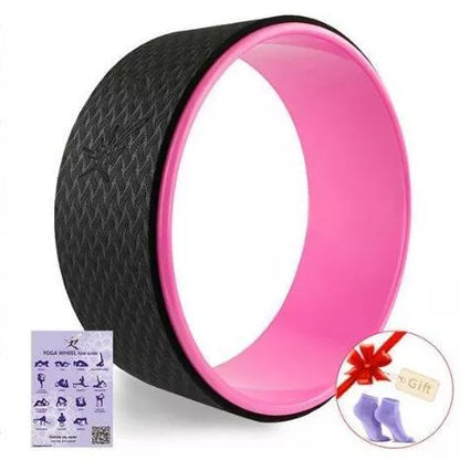 High-density TPE Yoga Wheel in green, pink, purple, wood, or yellow for professional flexibility exercises
