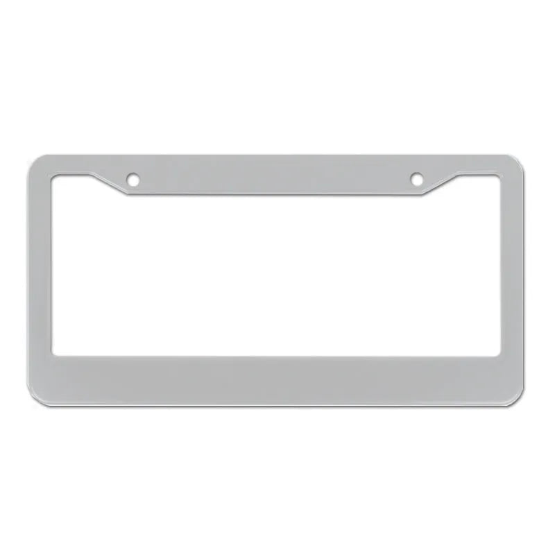 Minimalist aluminium alloy licence plate frame for American Standard cars showing style options.