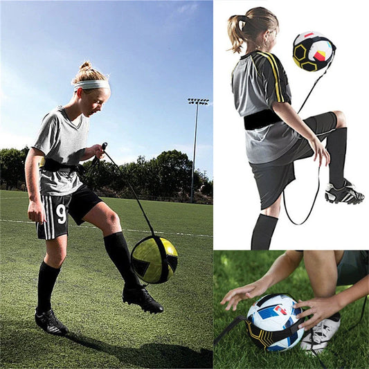 Adjustable Football Trainer for soccer skills development with elastic strap and waist belt