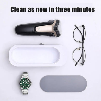 Off-white ultrasonic cleaning machine with stainless steel tank for jewellery and glasses