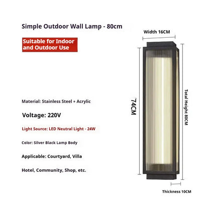 Stainless steel outdoor wall lamp for courtyard and garden lighting in four available sizes