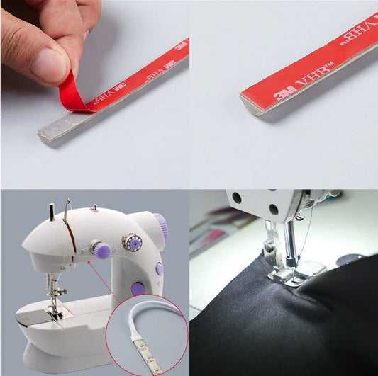 Customizable sewing machine LED light bar with touch-sensitive dimming controls for precise illumination
