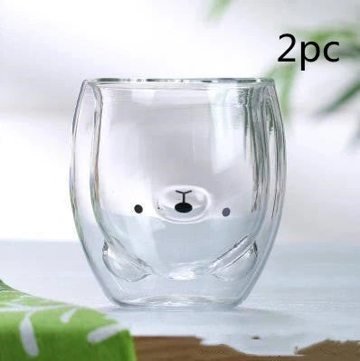 3D double-layer panda cup with skull design for wine, featuring inner Christmas tree pattern