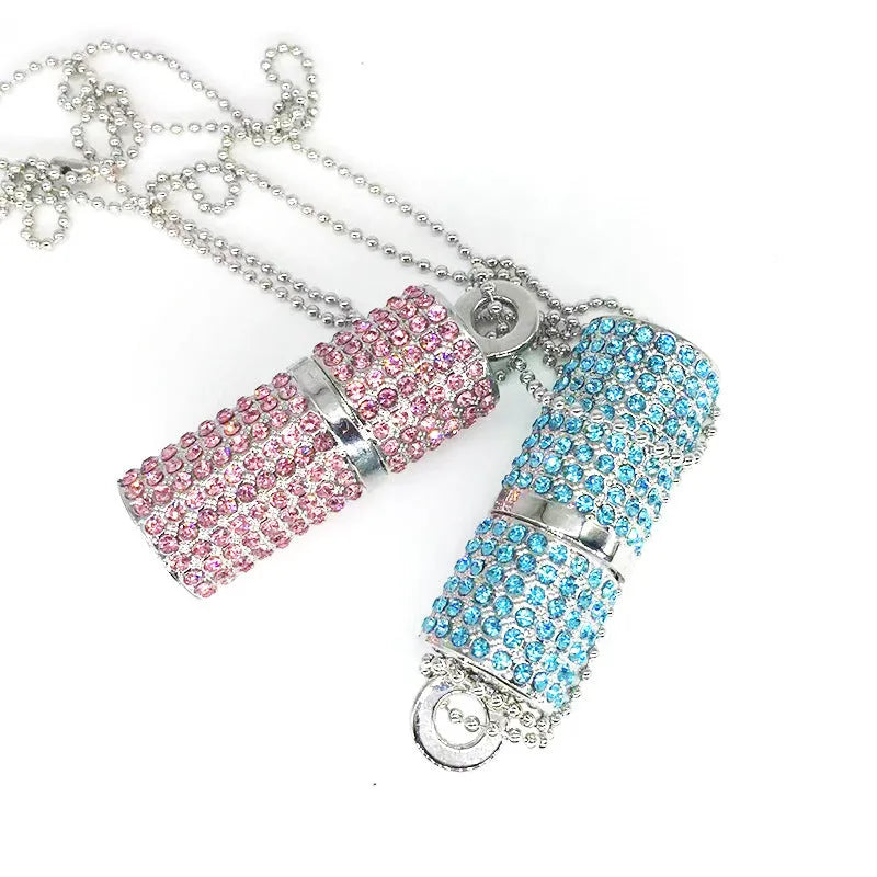 Crystal cylinder lipstick USB flash drive with metal shell, USB 2.0, 8GB, 5.8cm by 1.8cm, red blue pink silver options