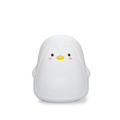 Penguin-shaped USB rechargeable night light with soft white glow