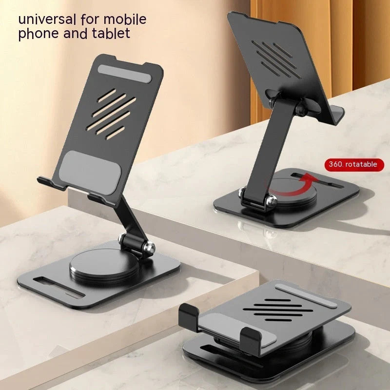 Sleek 360-degree rotating aluminium alloy phone and tablet stand for desks