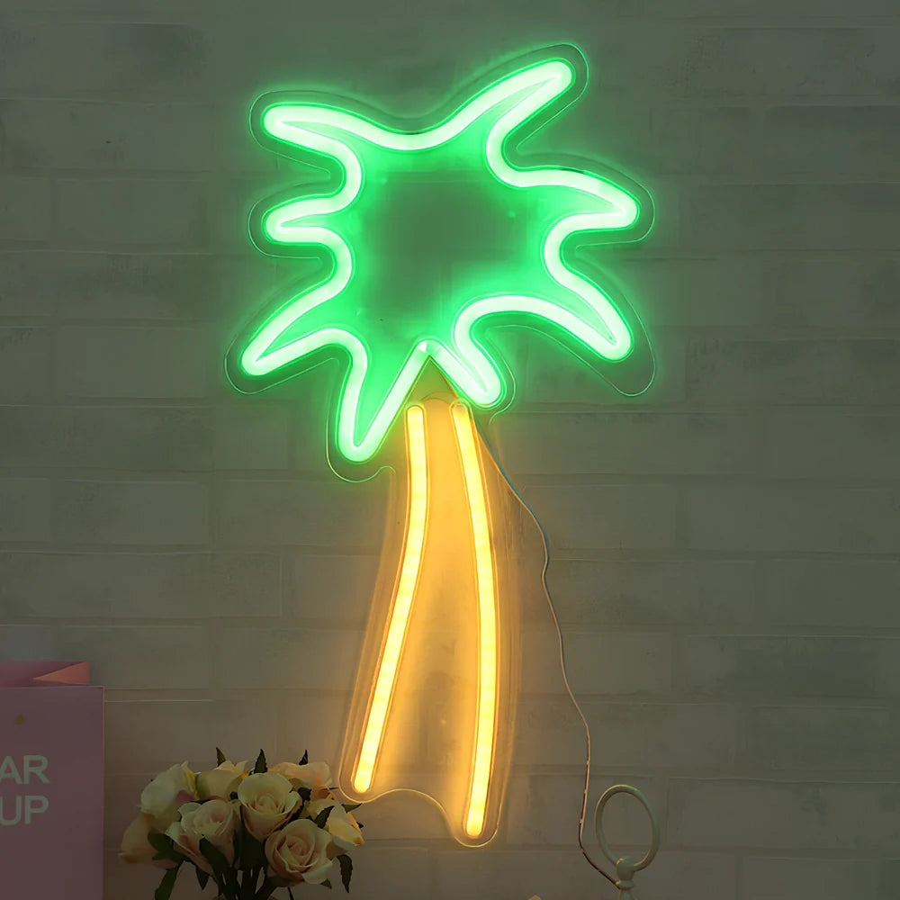 USB-powered neon wall lamp showing Banana shape with pink lighting against dark wall