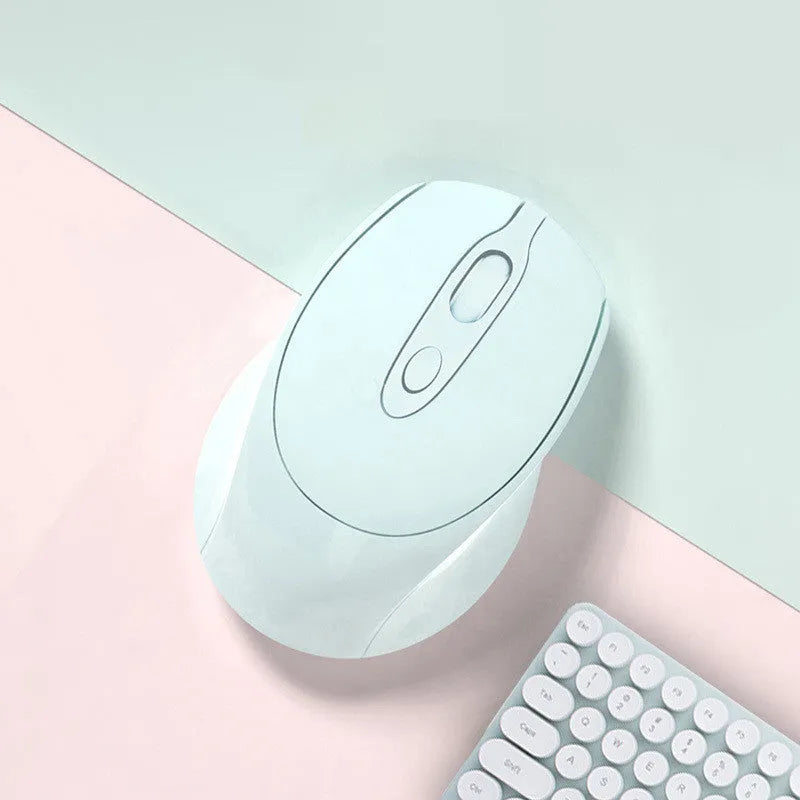 Wireless Bluetooth optical mouse, 1600dpi, 104x66x38mm, available in black, blue, green, pink, and white.