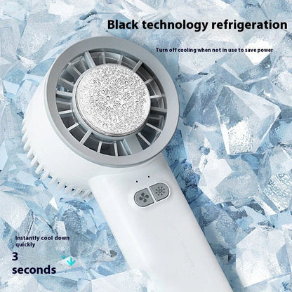 Powerful handheld turbo fan with ice-cooling technology for portable, refreshing airflow anytime